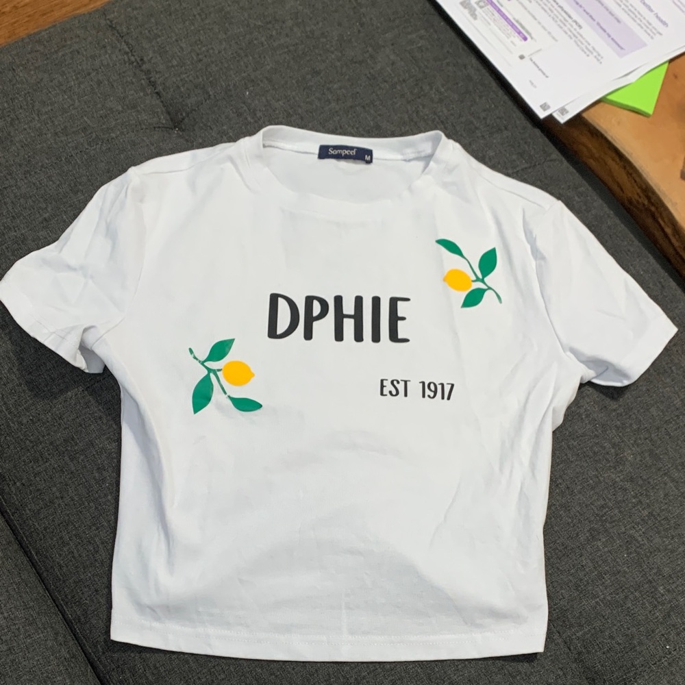White Crop Top with Lemon Design